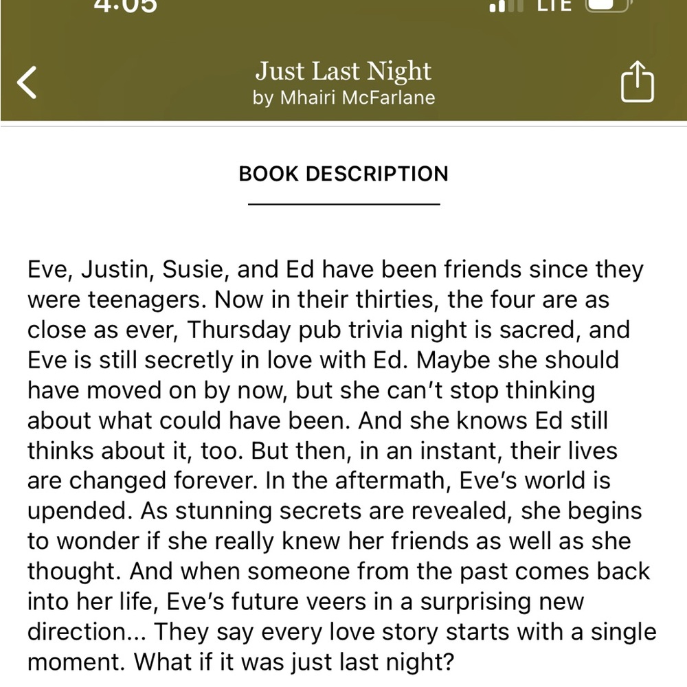 “Just Last Night” fiction romance comedy book by Mhairi McFarlane - Picture 3 of 3